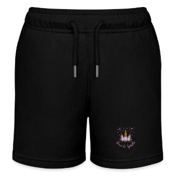 Born to sparkle - Unicorn Graphic Tee - Kids Organic Sweat Shorts by Stanley/Stella - black - Front