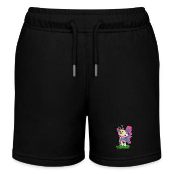 Butterfly handheld fan - Kids Organic Sweat Shorts by Stanley/Stella - black - Front