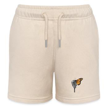 Butterfly Singer Microphone Singing - Kids Organic Sweat Shorts by Stanley/Stella - soft Ecru - Front