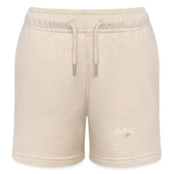 Barcelona Skyline Spain Heartbeat Fan Barcelona - Kids Organic Sweat Shorts by Stanley/Stella - soft Ecru - Front