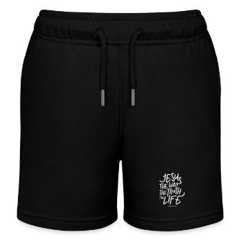 Jesus Weg Wahrheit Leben Schriftzug - Kinder Organic Joggingshorts Mini Bolter von Stanley/Stella - Schwarz - Vorne