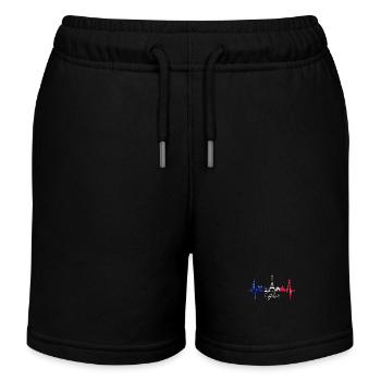 Paris Skyline Heartbeat Eiffel Tower France - Kids Organic Sweat Shorts by Stanley/Stella - black - Front