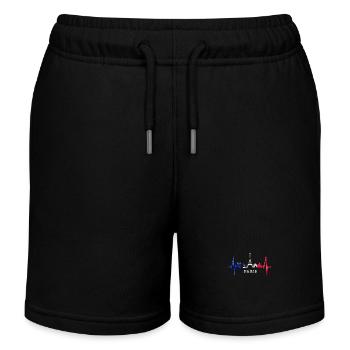 Paris Skyline Heartbeat Eiffel Tower France - Kids Organic Sweat Shorts by Stanley/Stella - black - Front
