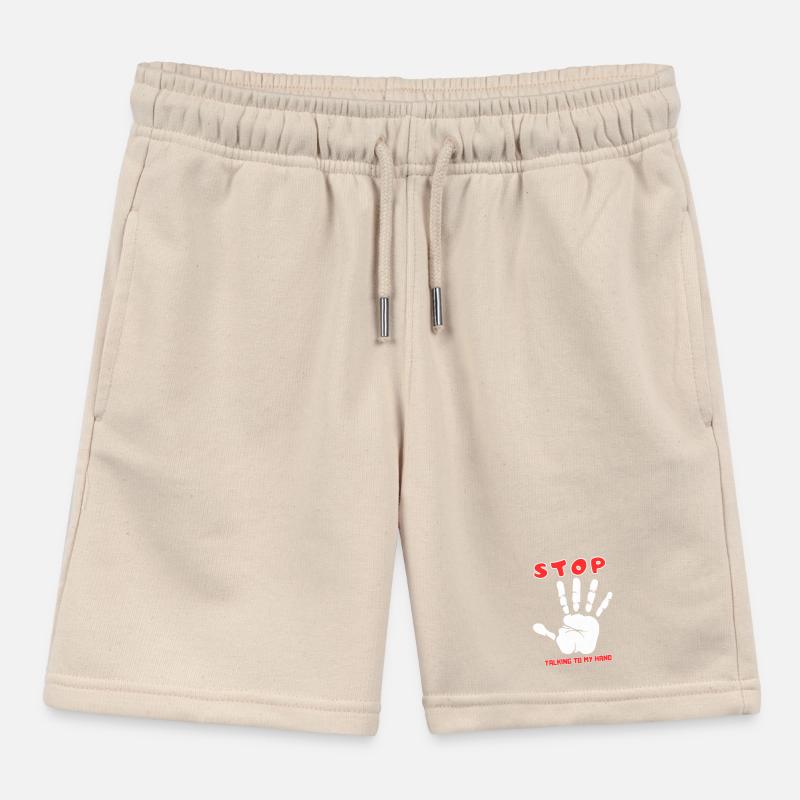 Stop Parle à ma main- Design de main drôle Short de jogging enfant bio Stanley/Stella