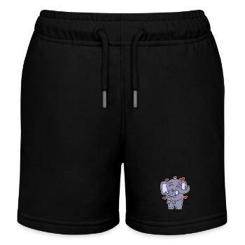 Elefant Familie - Elefant mit Baby - Elefanten - Kinder Organic Joggingshorts Mini Bolter von Stanley/Stella - Schwarz - Vorne