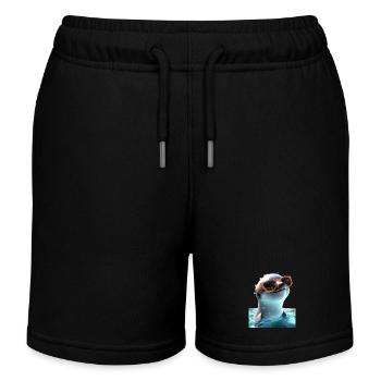 Dolphin Sunglasses Love Dolphins Cute Dolphin - Kids Organic Sweat Shorts by Stanley/Stella - black - Front