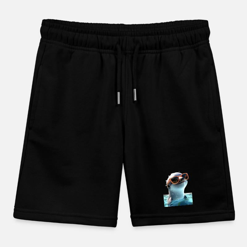 Dolphin Sunglasses Love Dolphins Cute Dolphin Kids Organic Sweat Shorts by Stanley/Stella
