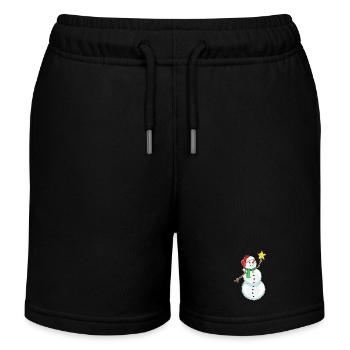 Schneemann Weihnachten Weihnachtsstern - Kinder Organic Joggingshorts Mini Bolter von Stanley/Stella - Schwarz - Vorne