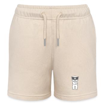 Polar bear with glasses - Kids Organic Sweat Shorts by Stanley/Stella - soft Ecru - Front