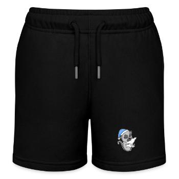 Lemur with pillow and sleepy cap - Kids Organic Sweat Shorts by Stanley/Stella - black - Front