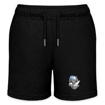 Stinktier mit Kissen und Schlafmütze - Kinder Organic Joggingshorts Mini Bolter von Stanley/Stella - Schwarz - Vorne
