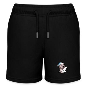 Löwe mit Kissen und Schlafmütze - Kinder Organic Joggingshorts Mini Bolter von Stanley/Stella - Schwarz - Vorne