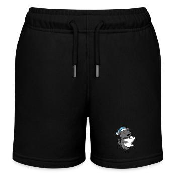 with pillow and sleepy cap - Kids Organic Sweat Shorts by Stanley/Stella - black - Front