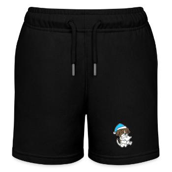 German Shorthaired Pointer Sleeping Fatigue Dog - Kids Organic Sweat Shorts by Stanley/Stella - black - Front