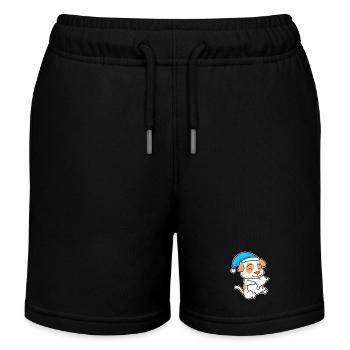 Jack Russell Terrier Sleeping Fatigue Dog - Kids Organic Sweat Shorts by Stanley/Stella - black - Front