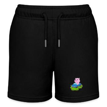 Schwein Auto - Kinder Organic Joggingshorts Mini Bolter von Stanley/Stella - Schwarz - Vorne