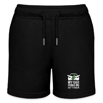My Car Runs On Batteries eCar Electric Car - Kids Organic Sweat Shorts by Stanley/Stella - black - Front