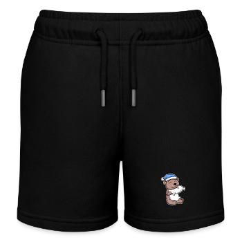 Bär mit Kissen und Schlafmütze - Kinder Organic Joggingshorts Mini Bolter von Stanley/Stella - Schwarz - Vorne