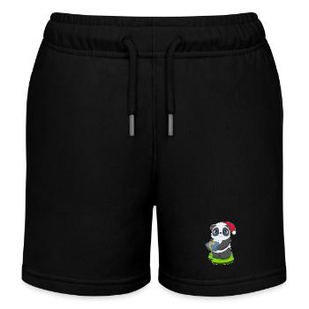 Panda Weihnachten Paket - Kinder Organic Joggingshorts Mini Bolter von Stanley/Stella - Schwarz - Vorne