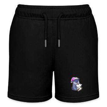 Owl Tired Sleeping Sleep Girl - Kids Organic Sweat Shorts by Stanley/Stella - black - Front