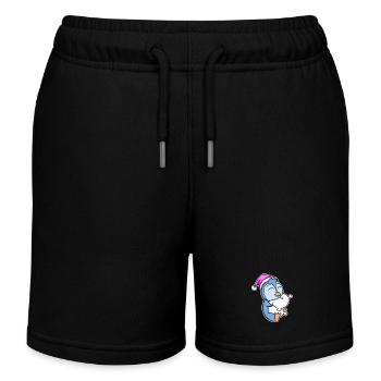 Penguin Tired Sleeping Sleeping Girl - Kids Organic Sweat Shorts by Stanley/Stella - black - Front