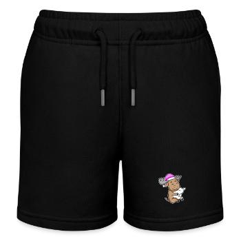 Moose Tired Sleeping Sleeping Girl - Kids Organic Sweat Shorts by Stanley/Stella - black - Front