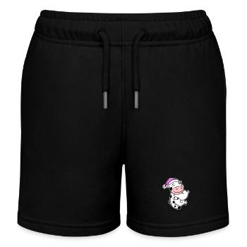 Cow Tired Sleeping Sleeping Girl - Kids Organic Sweat Shorts by Stanley/Stella - black - Front