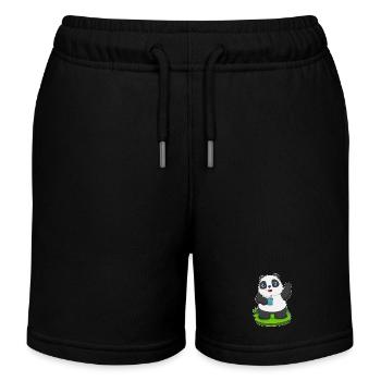Panda Saft - Kinder Organic Joggingshorts Mini Bolter von Stanley/Stella - Schwarz - Vorne