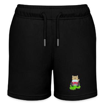 Katze Auto - Kinder Organic Joggingshorts Mini Bolter von Stanley/Stella - Schwarz - Vorne
