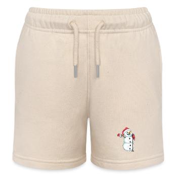 Snowman Christmas Singing - Kids Organic Sweat Shorts by Stanley/Stella - soft Ecru - Front
