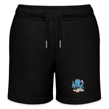 Krake Saft - Kinder Organic Joggingshorts Mini Bolter von Stanley/Stella - Schwarz - Vorne