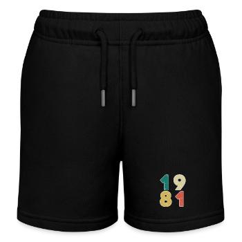 1981 - Year 1981 - Year 1981 - Kids Organic Sweat Shorts by Stanley/Stella - black - Front