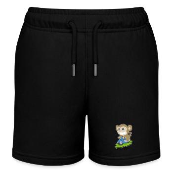 Affe Motorroller - Kinder Organic Joggingshorts Mini Bolter von Stanley/Stella - Schwarz - Vorne