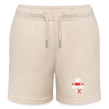 No Wife Happy Life Funny Saying - Kids Organic Sweat Shorts by Stanley/Stella - soft Ecru - Front