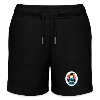 Pinguin - Kinder Organic Joggingshorts Mini Bolter von Stanley/Stella - Schwarz - Vorne