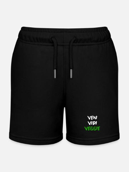 Veni Vidi Veggie Chemise à slogan végétarien drôle - Short de jogging enfant bio Stanley/Stella - noir