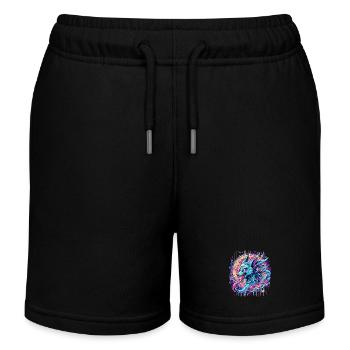 Psychedelische Fuchs Kopf Goa Kunst - Kinder Organic Joggingshorts Mini Bolter von Stanley/Stella - Schwarz - Vorne