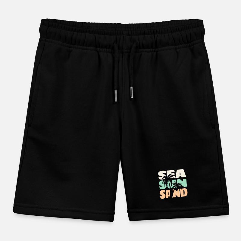 Sea Sun Sand Beach Palm Trees Summer Vibes Tee Kids Organic Sweat Shorts by Stanley/Stella