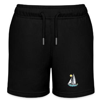 Sailboat Sketch Vintage Look - Kids Organic Sweat Shorts by Stanley/Stella - black - Front