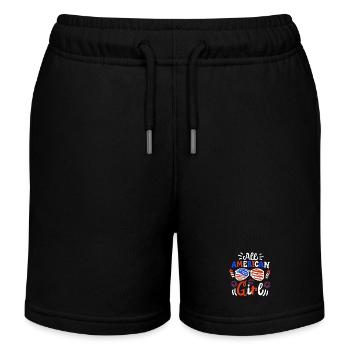 Amerika Girl Flagge 4. Juli - Kinder Organic Joggingshorts Mini Bolter von Stanley/Stella - Schwarz - Vorne