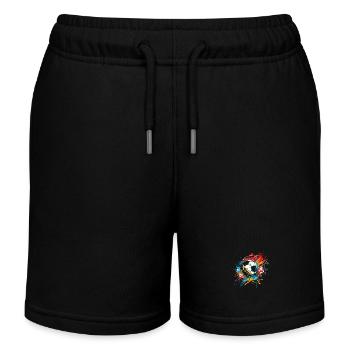 Fußball Graffiti Streetart - Kinder Organic Joggingshorts Mini Bolter von Stanley/Stella - Schwarz - Vorne