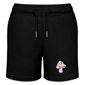 Mushroom Lucky Charm Fall Dots Colorful Kids Dots - Kids Organic Sweat Shorts by Stanley/Stella - black - Front