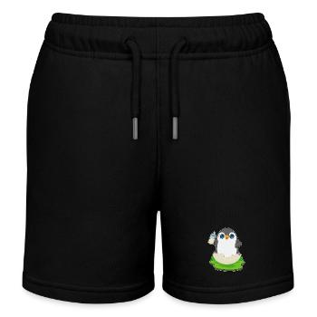 Penguin Baby Bottle Milk - Kids Organic Sweat Shorts by Stanley/Stella - black - Front