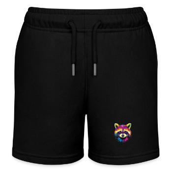 Raccoon Popart Colorful Rainbow Raccoon Raccoon Raccoon - Kids Organic Sweat Shorts by Stanley/Stella - black - Front