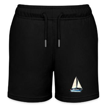 Segelboot Grafik - Kinder Organic Joggingshorts Mini Bolter von Stanley/Stella - Schwarz - Vorne