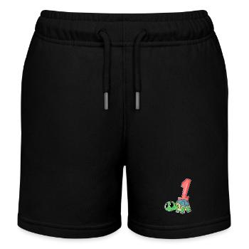 Zahl 1 Nummer Eins - Schildkröte Motiv - Kinder Organic Joggingshorts Mini Bolter von Stanley/Stella - Schwarz - Vorne