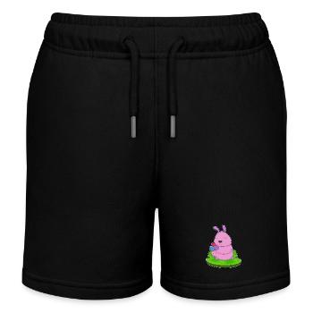 Raupe Blumen - Kinder Organic Joggingshorts Mini Bolter von Stanley/Stella - Schwarz - Vorne