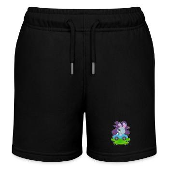 Rabbit Car - Kids Organic Sweat Shorts by Stanley/Stella - black - Front