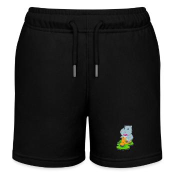 Nilpferd Motorroller - Kinder Organic Joggingshorts Mini Bolter von Stanley/Stella - Schwarz - Vorne