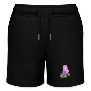 Schwein Motorroller - Kinder Organic Joggingshorts Mini Bolter von Stanley/Stella - Schwarz - Vorne
